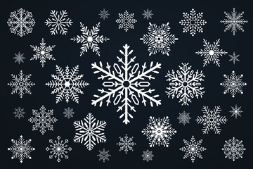 Set of snoflakes. Merry christmas and happy new year theme.