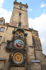 Astronomical Clock Tower (orloj) in Prague Old Town Square, Czech Republic, Bohemia.