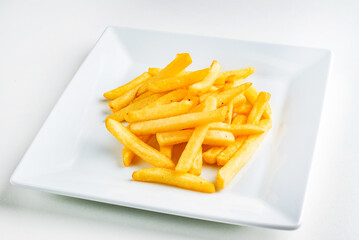 french fries on the white plate