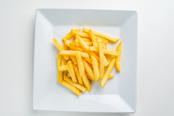 french fries on the white plate