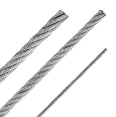 Flexible stainless steel rope cable. Metal cable for rigging.
