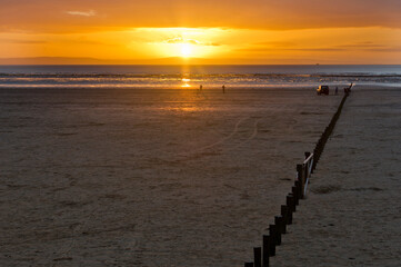 Obraz premium Sunset at Brean Beach, near Weston-Super-Mare, Somerset