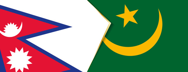 Nepal and Mauritania flags, two vector flags.