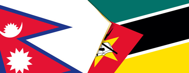 Nepal and Mozambique flags, two vector flags.