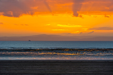 Sunset at Brean Beach, near Weston-Super-Mare, Somerset