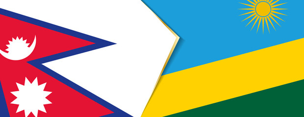 Nepal and Rwanda flags, two vector flags.