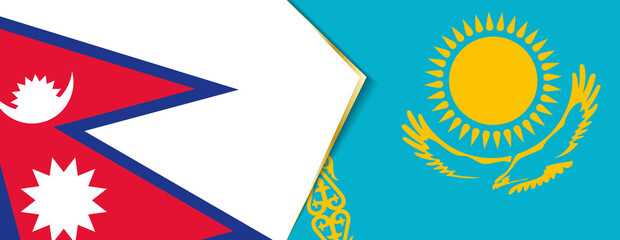 Nepal and Kazakhstan flags, two vector flags.