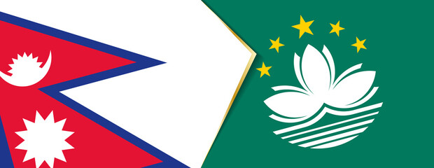 Fototapeta na wymiar Nepal and Macau flags, two vector flags.