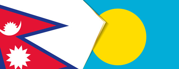 Nepal and Palau flags, two vector flags.