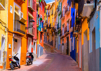 Fototapeta premium Old town street of Villajoyosa, Spain