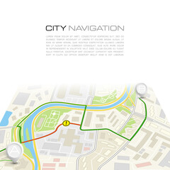 City map navigation route, itinerary point markers design background, drawing schema, simple city plan GPS navigation, itinerary destination arrow paper city map. Route delivery check point graphic