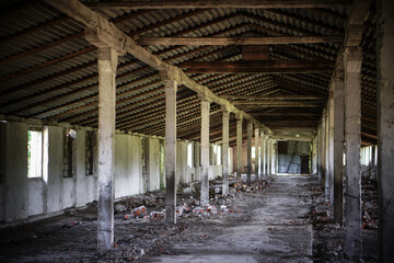 Abandoned building inside. old farm in Chernobyl. Technological disaster