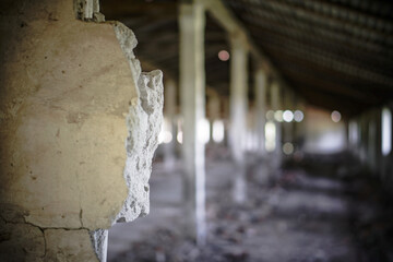 Abandoned building inside. old farm in Chernobyl. Technological disaster