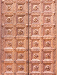 Parma - The detail of old gate of Duomo church.