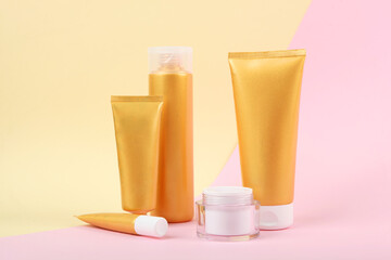 a set of beauty products for skin or hair care. Taking care of the body and skin quality