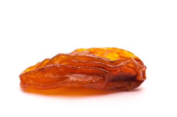 Closeup of raisins on white background