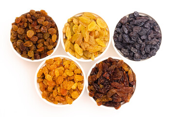 5 varieties of multi-colored delicious raisins