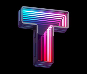 Infinity light neon font. Letter T. 