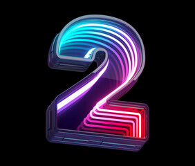 Infinity light neon font. Number 2. 