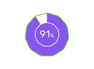 91 Percentage, 91% Percentage ready to use for web design, infographic or business 