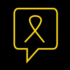 Yellow gold ribbon in speech bubble, . International Childhood Cancer Day