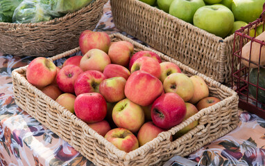 Honey Crisp Apples in a Wicker Basket