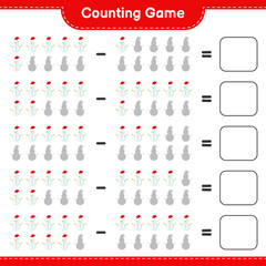 Counting game, count the number of Snowman and write the result. Educational children game, printable worksheet, vector illustration