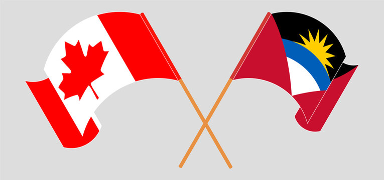 Crossed flags of Antigua and Barbuda and Canada