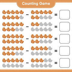 Counting game, count the number of Cookies and write the result. Educational children game, printable worksheet, vector illustration