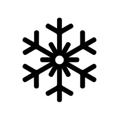 Snowflake icon on a white background. Black silhouette pattern for decoration and design. Winter season. Vector isolated illustration.