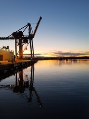Fototapeta na wymiar Sunset in port.Sweden. Oxelosund.