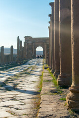 Timgad, Batna/Algeria - 10/11/2020: The Ruins of the Ancient city of Timgad (Thamugas) , Build...