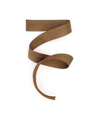 Brown textile tape isolated on white background