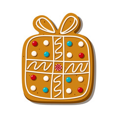 Christmas Gingerbread gift. Homemade cookies. Vector illustration