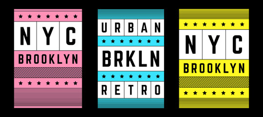 Vector retro illustration on the theme of Brooklyn. Urban. Modern. Stylized vintage striped, poster, print.