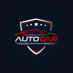 Obraz premium Car Garage Premium Concept Logo Design - Red Silver Gold Color Auto Car Sport Design