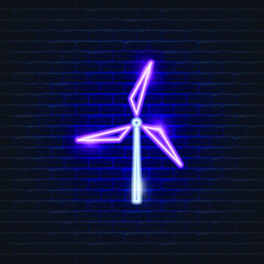 Windmill neon Icons. Ecology Vector trendy colored symbols. Eco concept. Glowing illustration sign for design.