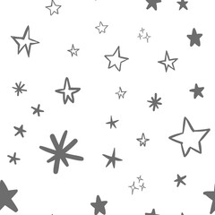 Star doodles seamless pattern. Hand drawn stars. Vector collection.