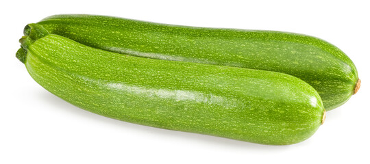 fresh green zucchini or marrow isolated on white background. full depth of field. clipping path