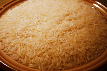 Bowl of white rice with soft lighting