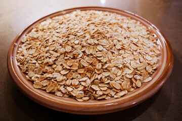 Bowl of oats on a kitchen surface