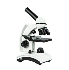 Biological microscope isolated on a white background.
