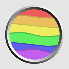 Surround LGBT flag icon metal circle. copy space Vector illustration of a proud community