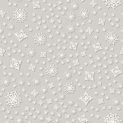 Seamless snowflakes pattern for continuous replicate. Christmas illustration winter on a silver background