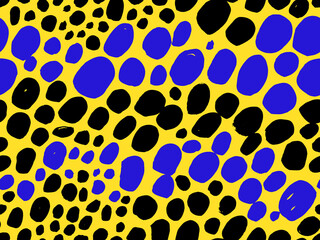 Blue, yellow, black colors. Seamless Pattern for fabric design. Water splash paint splatter. Background texture old fabric. Ink paint Line vector.