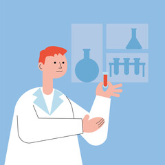 male doctor with blood in tube test