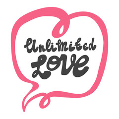 Unlimited love heart bubble lace. Hand drawn lettering logo for social media content