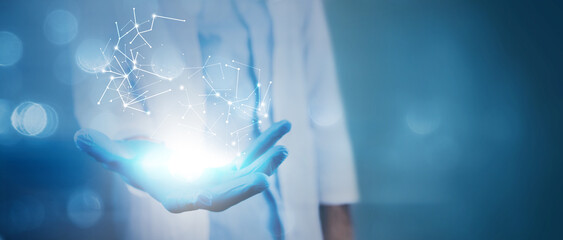 doctor holding hand show global connection or world