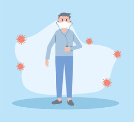 young man wearing face mask character