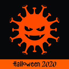Nasty COVID-19 virus halloween 2020 pumpkin vector
